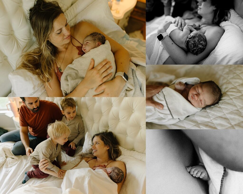 Heartwarming newborn birth photos capturing baby's first moments in The Woodlands.